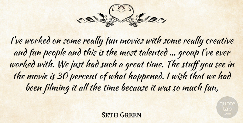 Seth Green Quote About Creative, Filming, Fun, Great, Group: Ive Worked On Some Really...