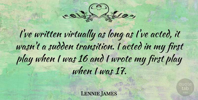 Lennie James Quote About Play, Long, Transition: Ive Written Virtually As Long...