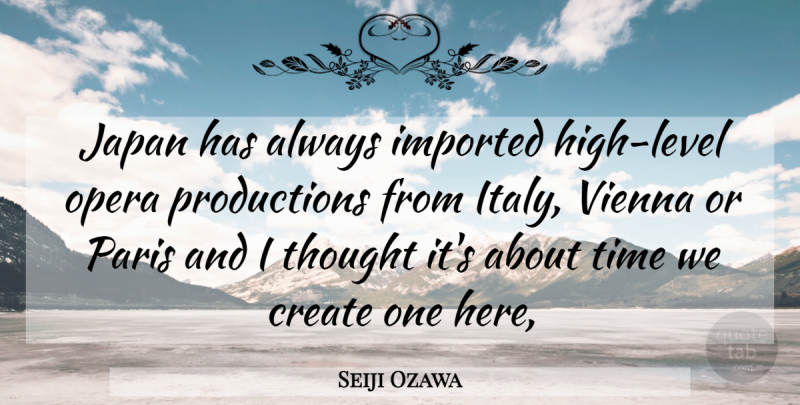 Seiji Ozawa Quote About Create, Imported, Japan, Opera, Paris: Japan Has Always Imported High...