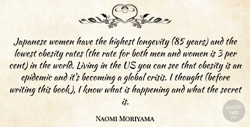Naomi Moriyama Quote About Becoming, Both, Epidemic, Global, Happening: Japanese Women Have The Highest...