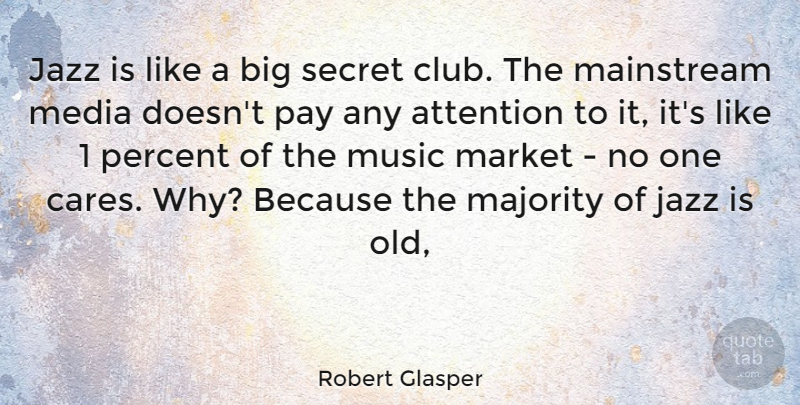 Robert Glasper Quote About Media, Secret, Attention: Jazz Is Like A Big...