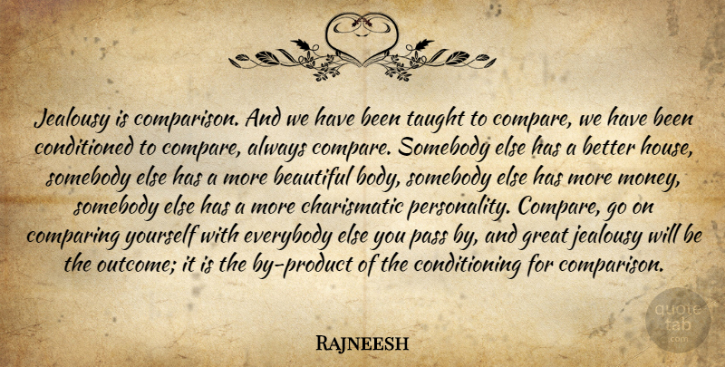 Rajneesh Quote About Beautiful, Jealousy, House: Jealousy Is Comparison And We...