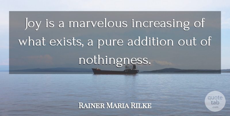 Rainer Maria Rilke Quote About Joy, Pure, Marvelous: Joy Is A Marvelous Increasing...