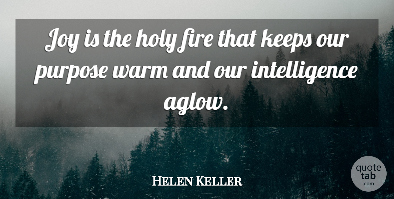 Helen Keller Quote About Morning, Fire, Joy: Joy Is The Holy Fire...