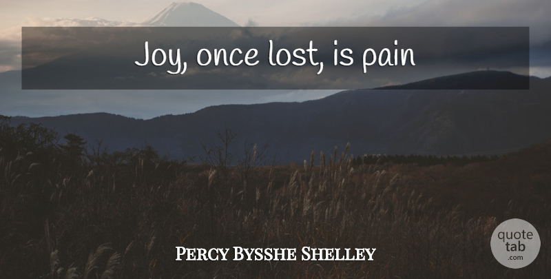 Percy Bysshe Shelley Quote About Pain, Joy, Chaos: Joy Once Lost Is Pain...