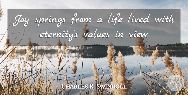 Charles R. Swindoll Quote About Life, Spring, Views: Joy Springs From A Life...