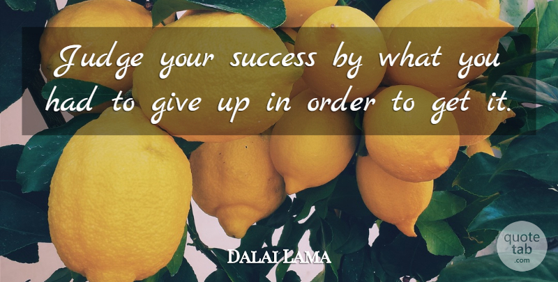 Dalai Lama Quote About Success, Spiritual, Buddhist: Judge Your Success By What...