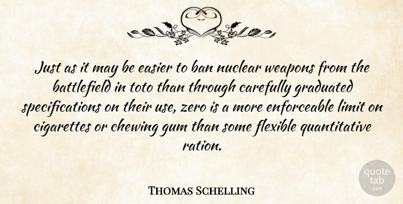 Thomas Schelling Quote About Ban, Carefully, Chewing, Cigarettes, Easier: Just As It May Be...