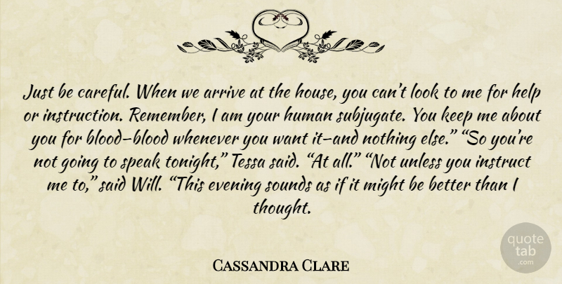 Cassandra Clare Quote About Blood, House, Looks: Just Be Careful When We...