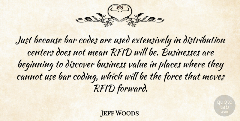Jeff Woods Quote About Bar, Beginning, Businesses, Cannot, Centers: Just Because Bar Codes Are...