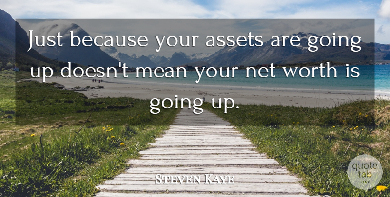Steven Kaye Quote About Assets, Mean, Net, Worth: Just Because Your Assets Are...