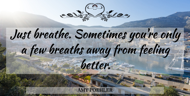 Amy Poehler Quote About Feel Better, Feelings, Sometimes: Just Breathe Sometimes Youre Only...