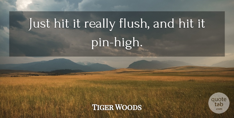 Tiger Woods Quote About Hit: Just Hit It Really Flush...