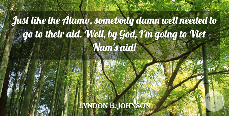 Lyndon B. Johnson Quote About Aids, Alamo, Damn: Just Like The Alamo Somebody...