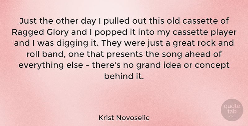Krist Novoselic Quote About Song, Player, Rock And Roll: Just The Other Day I...