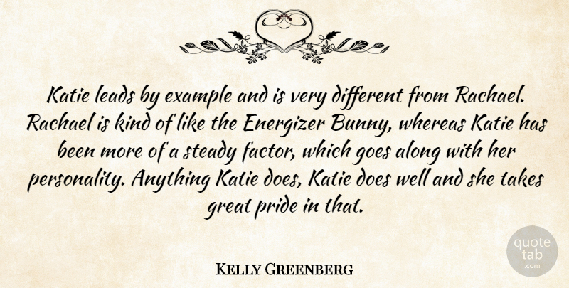 Kelly Greenberg Quote About Along, Example, Goes, Great, Katie: Katie Leads By Example And...