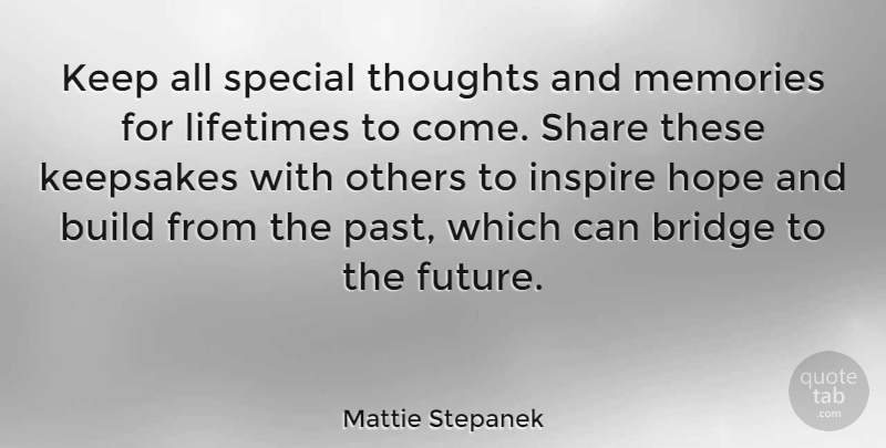 Mattie Stepanek Quote About Inspirational, Memories, Past: Keep All Special Thoughts And...
