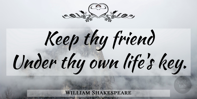 William Shakespeare Quote About Real, Real Friends, Keys: Keep Thy Friend Under Thy...