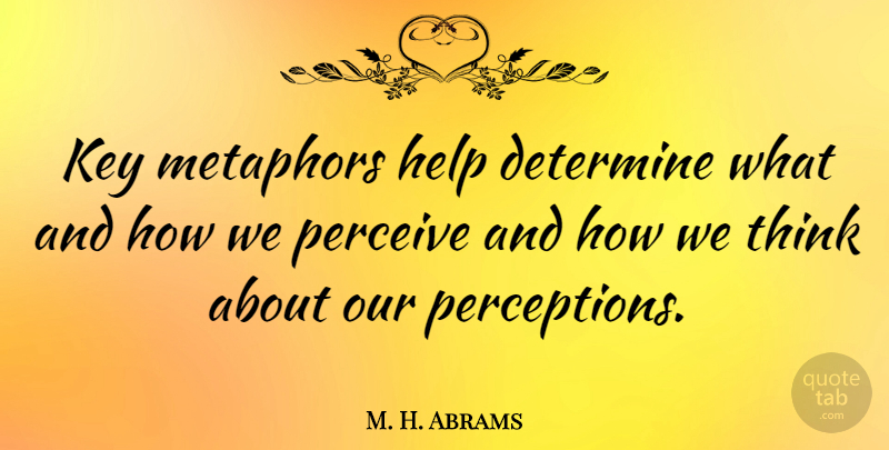 M. H. Abrams Quote About Thinking, Keys, Perception: Key Metaphors Help Determine What...
