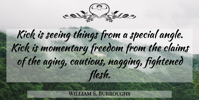 William S. Burroughs Quote About Special, Flesh, Nagging: Kick Is Seeing Things From...
