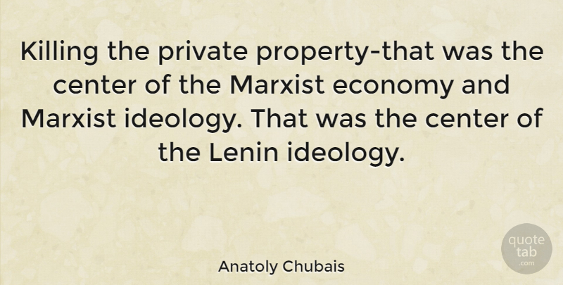 Anatoly Chubais Quote About Killing, Economy, Marxist: Killing The Private Property That...