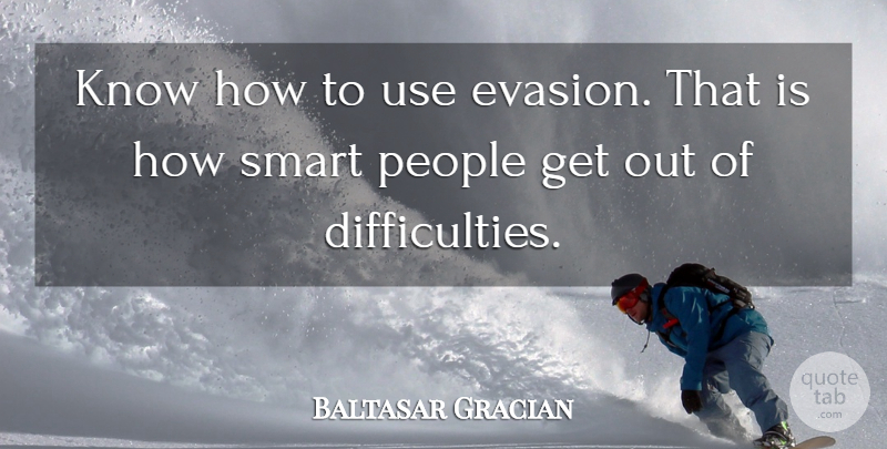 Baltasar Gracian Quote About Smart, People, Advice: Know How To Use Evasion...