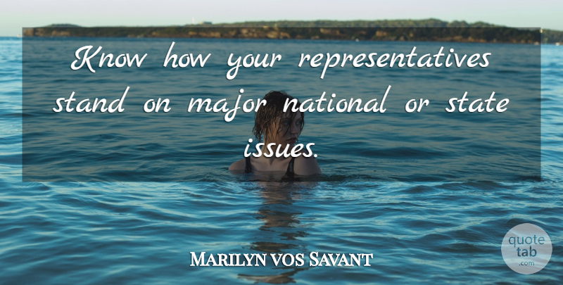 Marilyn vos Savant Quote About Issues, Literature, States: Know How Your Representatives Stand...
