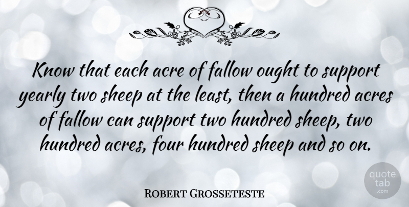 Robert Grosseteste Quote About Acre, Acres, Fallow, Hundred, Ought: Know That Each Acre Of...