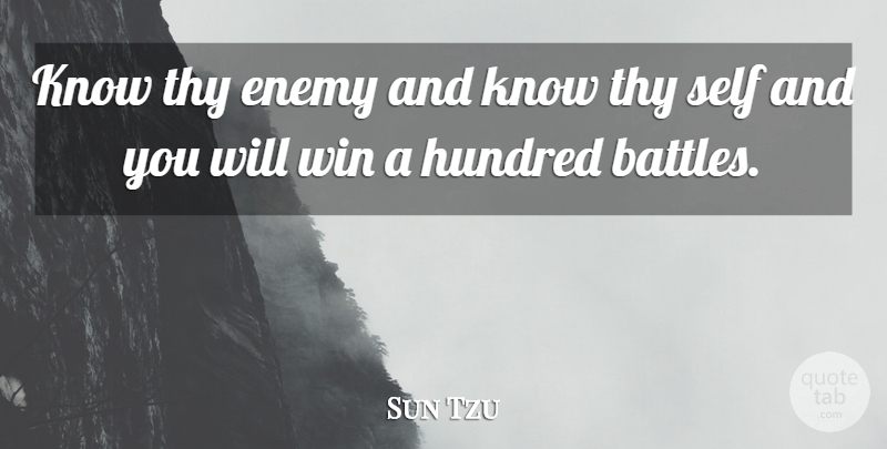 Sun Tzu Quote About Winning, Self, Enemy: Know Thy Enemy And Know...