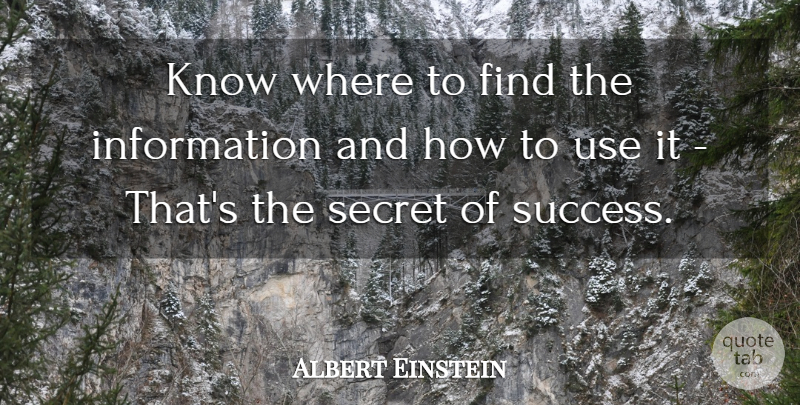Albert Einstein Quote About Excellence, Secret, Information: Know Where To Find The...