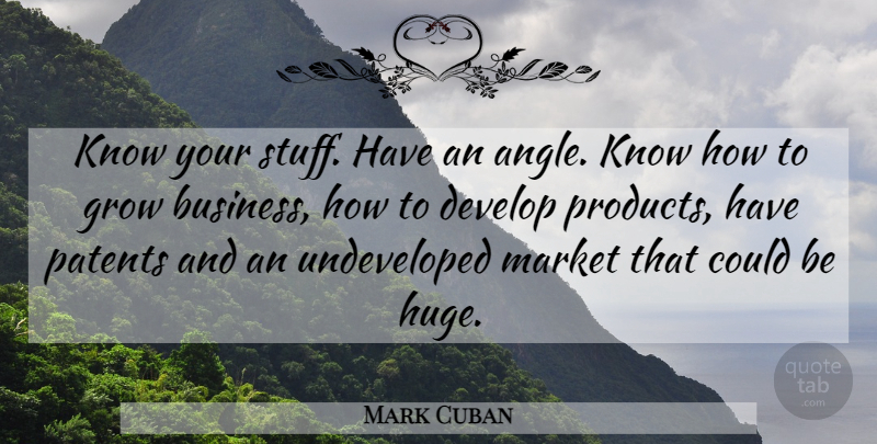 Mark Cuban Quote About Stuff, Patents, Angle: Know Your Stuff Have An...