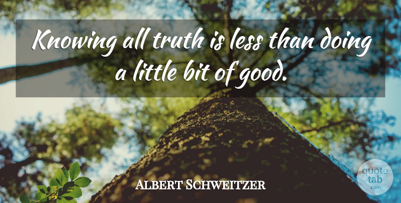 Albert Schweitzer Quote About Knowing, Littles, Truth Is: Knowing All Truth Is Less...