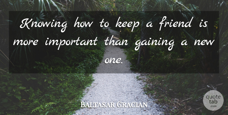 Baltasar Gracian Quote About Knowing, Important: Knowing How To Keep A...