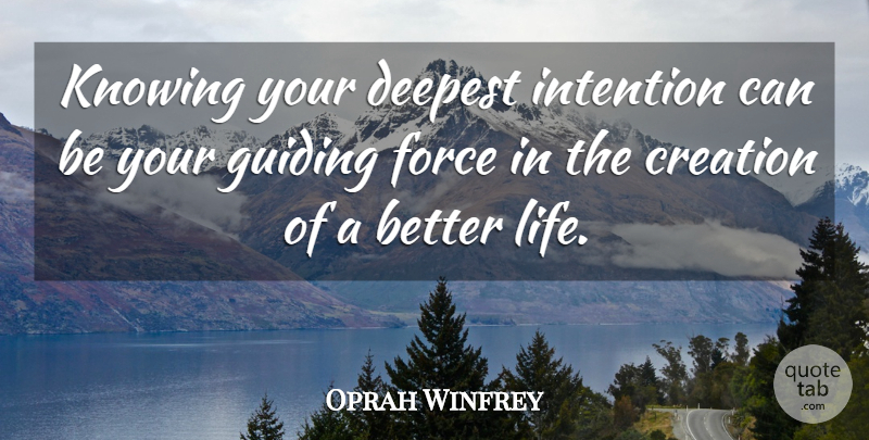 Oprah Winfrey Quote About Knowing, Creation, Intention: Knowing Your Deepest Intention Can...