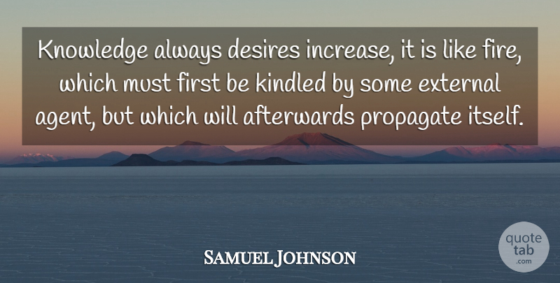 Samuel Johnson Quote About Knowledge, Fire, Desire: Knowledge Always Desires Increase It...