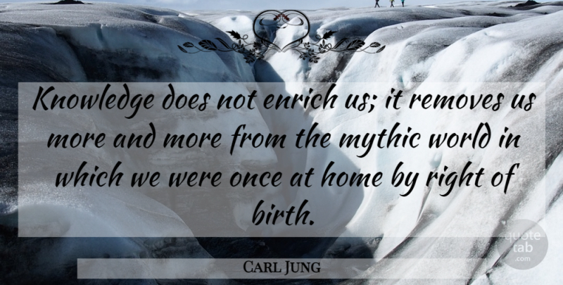 Carl Jung Quote About Home, Doe, World: Knowledge Does Not Enrich Us...