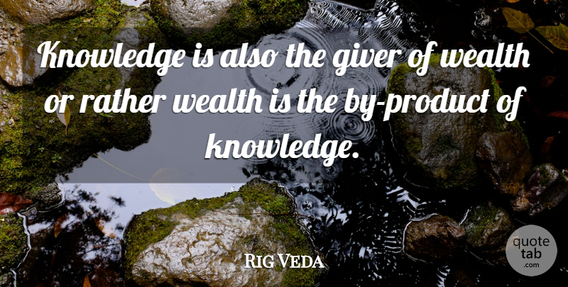 Rig Veda Quote About Giver, Knowledge, Rather, Wealth: Knowledge Is Also The Giver...