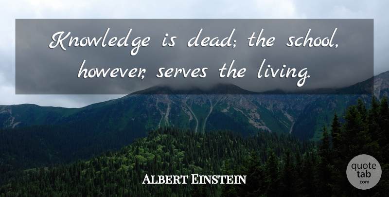 Albert Einstein Quote About Education, School: Knowledge Is Dead The School...