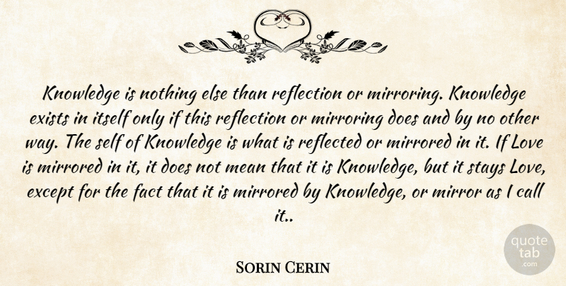 Sorin Cerin Quote About Call, Except, Exists, Fact, Itself: Knowledge Is Nothing Else Than...