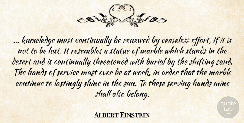 Albert Einstein Quote About Educational, Hands, Order: Knowledge Must Continually Be Renewed...