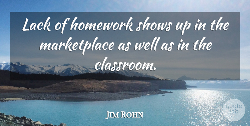 Jim Rohn Quote About Homework, Classroom, Wells: Lack Of Homework Shows Up...