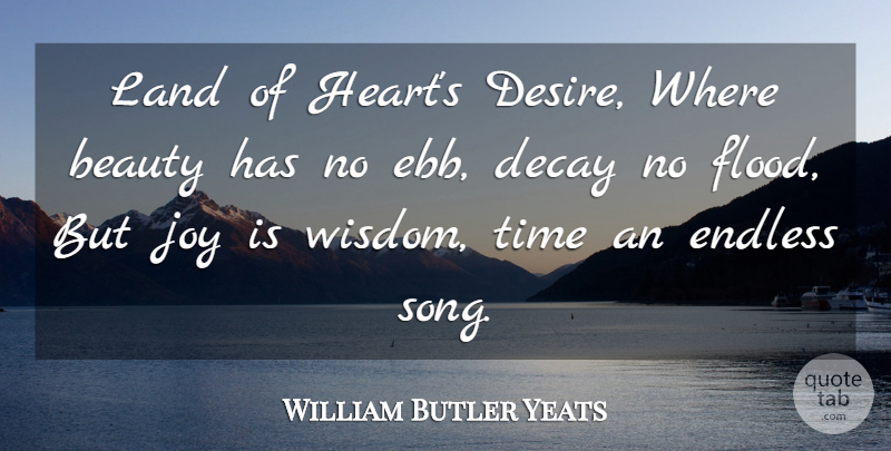 William Butler Yeats Quote About Beauty, Decay, Endless, Joy, Land: Land Of Hearts Desire Where...
