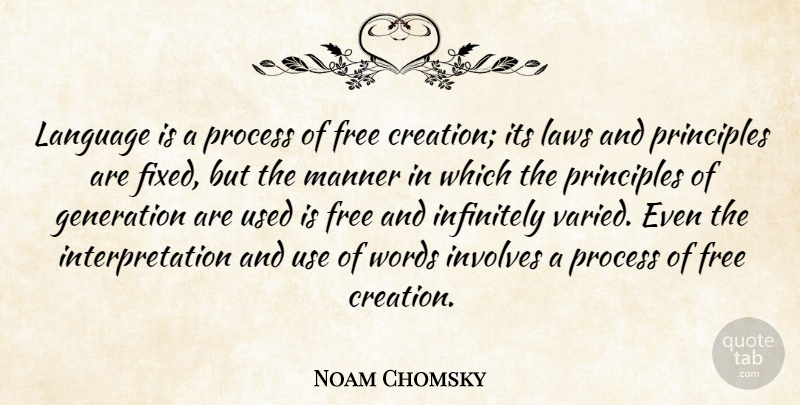 Noam Chomsky Quote About Language Words, Law, Generations: Language Is A Process Of...