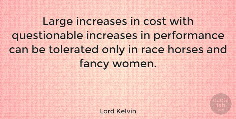 Lord Kelvin Quote About Horse, Race, Ironic: Large Increases In Cost With...