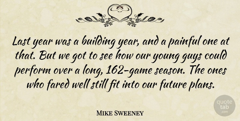 Mike Sweeney Quote About Building, Fit, Future, Guys, Last: Last Year Was A Building...