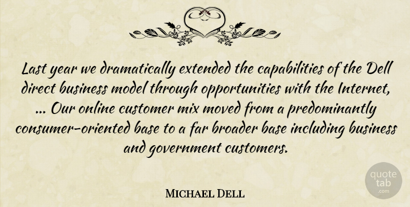 Michael Dell Quote About Base, Broader, Business, Customer, Direct: Last Year We Dramatically Extended...