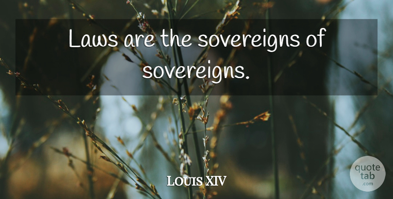 Louis XIV Quote About Law: Laws Are The Sovereigns Of...