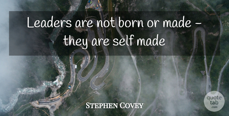 Stephen Covey Quote About Self, Leader, Born: Leaders Are Not Born Or...