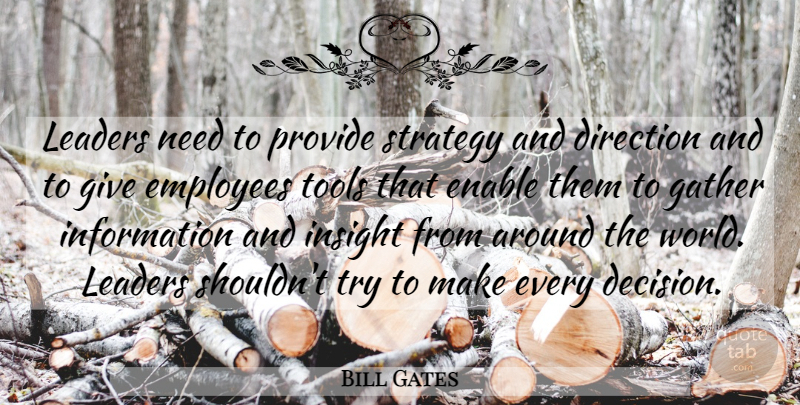 Bill Gates Quote About Leadership, Giving, Decision: Leaders Need To Provide Strategy...