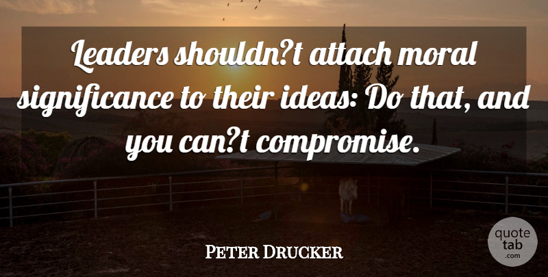 Peter Drucker Quote About Ideas, Leader, Moral: Leaders Shouldnt Attach Moral Significance...